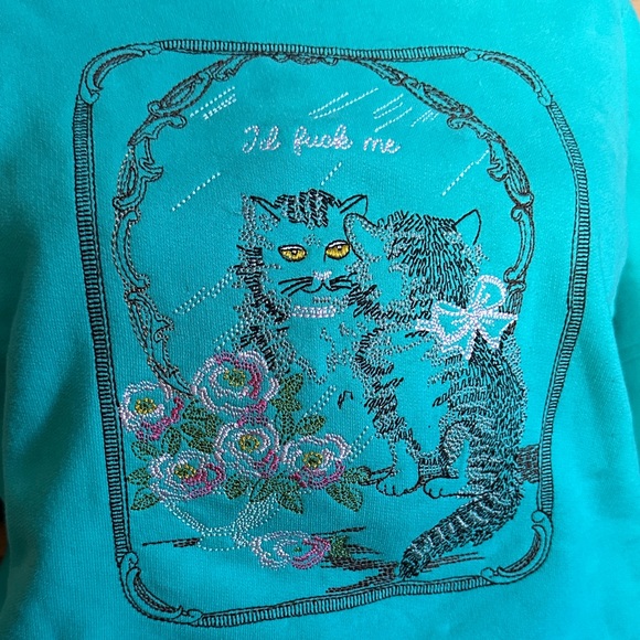 Fashion Brand Company Kitten Cropped Sweatshirt Profanity XL/1X - Picture 2 of 4